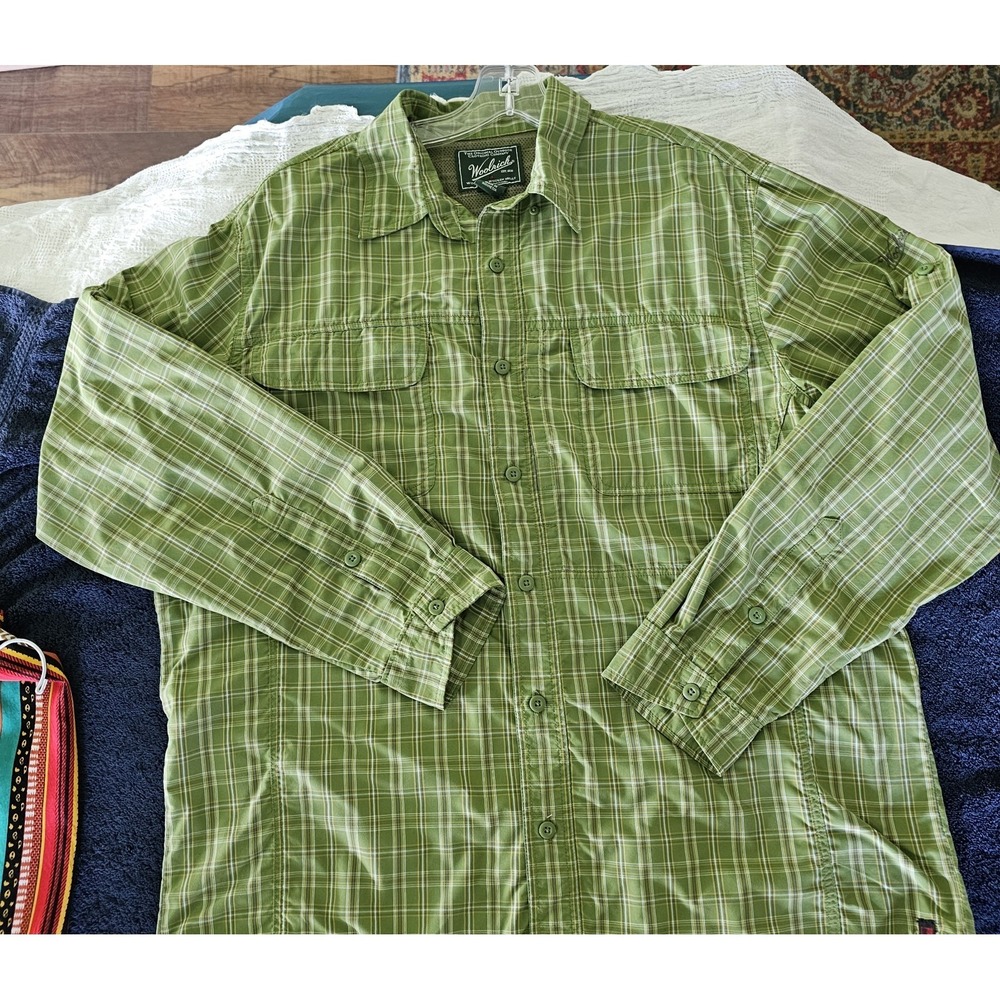 Woolrich Green Plaid Vented Outdoor Shirt Men's Large